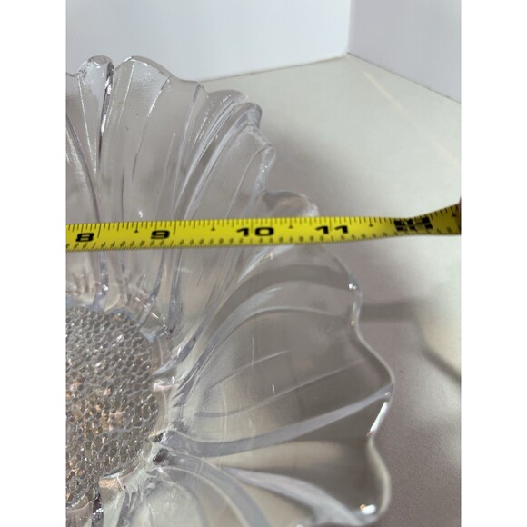 Clear Glass Flower-Petal Serving Bowl ~10-11″ – Decorative Fruit / Candy Dish - Picture 3 of 5